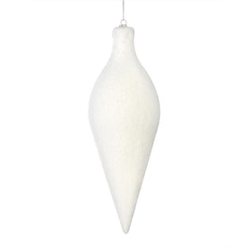12" White Flocked Oval Finial Ornaments 3 Per Bag