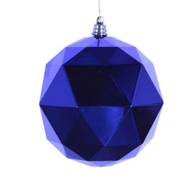 6" Cobalt Blue Shiny Geometric Balls Ornaments 4 Per Bag
