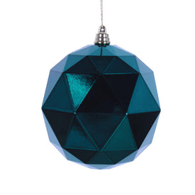 6" Sea Blue Shiny Geometric Balls Ornaments 4 Per Bag