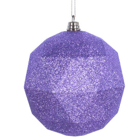 6" Lavender Glitter Geometric Balls Ornaments 4 Per Bag