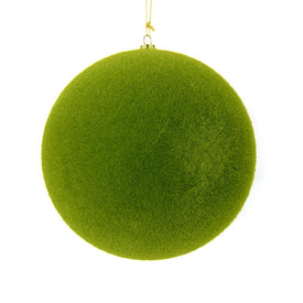 6" Moss Green Flocked Ball Ornaments 4 Per Bag