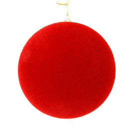 6" Red Flocked Ball Ornaments 4 Per Bag