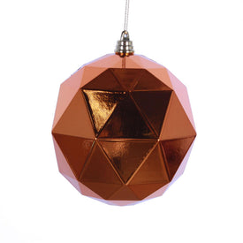 6" Burnish Orange Shiny Geometric Balls Ornaments 4 Per Bag
