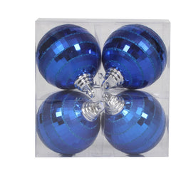 4" Blue Shiny/Matte Mirror Balls Ornaments 4 Per Box