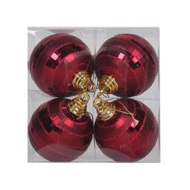 4" Burgundy Shiny/Matte Mirror Balls 4 Per Box