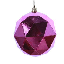 6" Mauve Shiny Geometric Balls Ornaments 4 Per Bag
