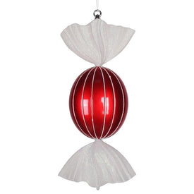 18.5" Red-White Oval Candy Glitter Ornament