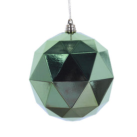 6" Celadon Shiny Geometric Balls Ornaments 4 Per Bag