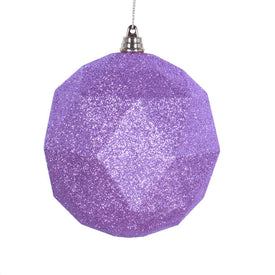 6" Orchid Glitter Geometric Balls Ornaments 4 Per Bag