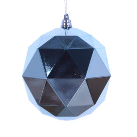 6" Baby Blue Shiny Geometric Balls Ornaments 4 Per Bag