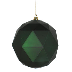 6" Emerald Matte Geometric Balls Ornaments 4 Per Bag