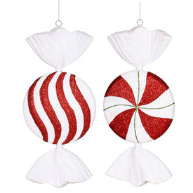 13" Peppermint Candy Ornaments Assorted 2 Per Box