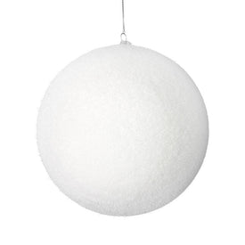 10" White Flocked Ball Ornament