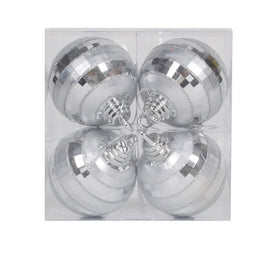 4" Silver Shiny/Matte Mirror Balls Ornaments 4 Per Box