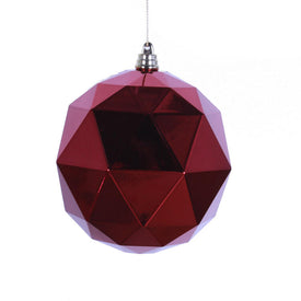 6" Wine Shiny Geometric Balls Ornaments 4 Per Bag