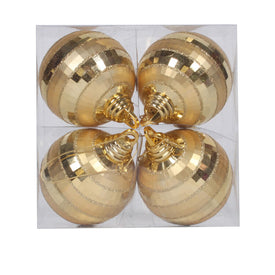 4" Gold Shiny/Matte Mirror Balls Ornaments 4 Per Box