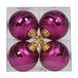 4" Magenta Shiny/Matte Mirror Balls 4 Per Box