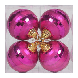 4" Cerise Shiny/Matte Mirror Balls Ornaments 4 Per Box