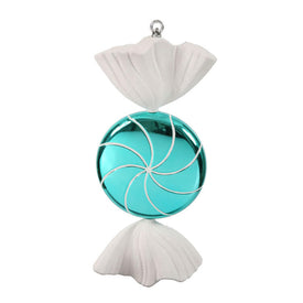 18.5" Turquoise White Swirl Candy Ornament