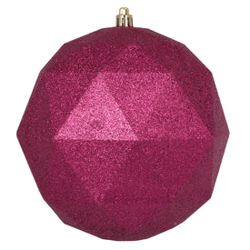 6" Berry Red Glitter Geometric Balls Ornaments 4 Per Bag