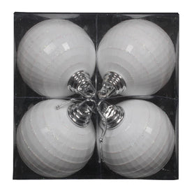 4" White Shiny/Matte Mirror Balls 4 Per Box