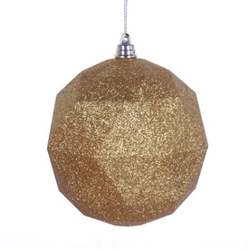 6" Antique Gold Glitter Geometric Balls Ornaments 4 Per Bag