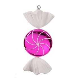 18.5" Pink White Swirl Candy Ornament