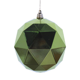 6" Lime Shiny Geometric Balls Ornaments 4 Per Bag