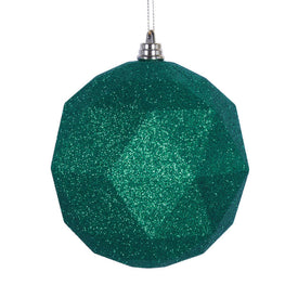 6" Green Glitter Geometric Balls Ornaments 4 Per Bag