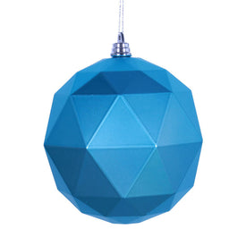6" Turquoise Matte Geometric Balls Ornaments 4 Per Bag