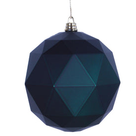 6" Midnight Green Matte Geometric Balls Ornaments 4 Per Bag