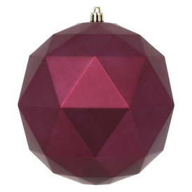 6" Berry Red Matte Geometric Balls Ornaments 4 Per Bag