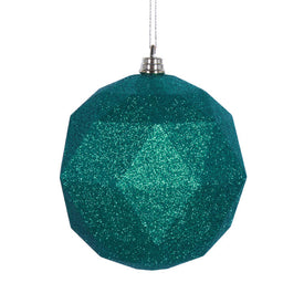6" Seafoam Green Glitter Geometric Balls Ornaments 4 Per Bag
