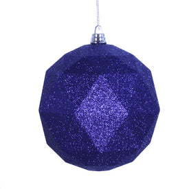 6" Cobalt Blue Glitter Geometric Balls Ornaments 4 Per Bag