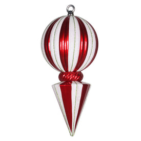 12" Red/White Striped Ball Finial