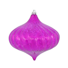 6" Fuchsia Shiny Mercury Onion Ornaments 4 Per Bag
