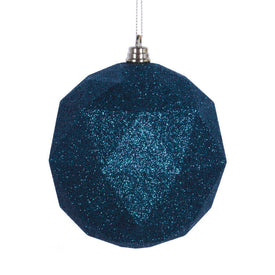 6" Sea Blue Glitter Geometric Balls Ornaments 4 Per Bag