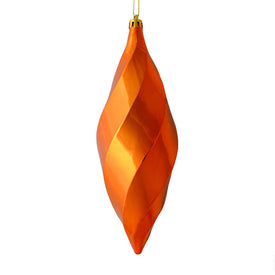 8" Burnish Orange Shiny Swirl Finials 6 Per Bag