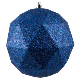 6" Midnight Blue Glitter Geometric Balls Ornaments 4 Per Bag