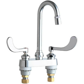 Lavatory Faucet 4 Inch Spread 2 Wrist Blade ADA Polished Chrome 2.2 Gallons per Minute Gooseneck