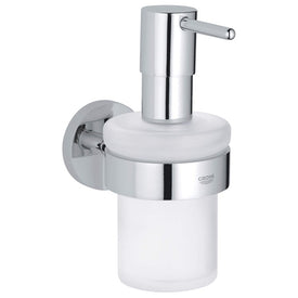 Essentials Wall-Mount Glass Pump Soap Dispenser with Holder