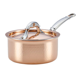 Symphonia Cupra Hammered Copper Stainless Steel Clad 1.5-Quart Covered Saucepan