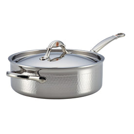 Symphonia Prima Hammered Stainless Steel Clad 5-Quart Covered Saute Pan with Helper Handle