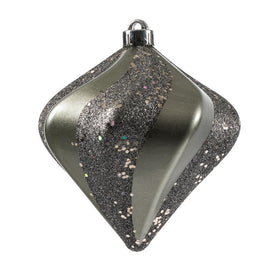 6" Pewter Swirl Diamond Candy Christmas Ornaments 3 Per Bag