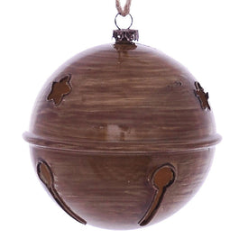 4" Brown Wood Grain Bell Ornaments 6 Per Pack