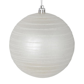 6" White Candy Finish Ball with Glitter Lines 3 Per Bag