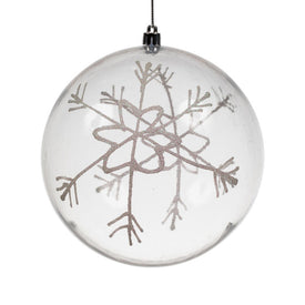 6" Clear Ball Ornaments with White Glitter Swirl Design 3 Per Bag