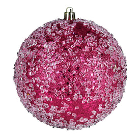 10" Fuchsia Glitter Hail Ball Ornament