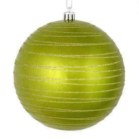 6" Lime Candy Finish Ball with Glitter Lines 3 Per Bag