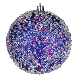 6" Cobalt Blue Glitter Hail Balls Ornaments 4 Per Bag